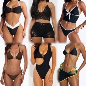 Lot mixte de maillots de bain deux pièces usagés pour femmes, styles triangle, halter et col montant, stock en gros - Product Image 1