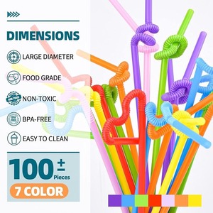 Pajitas Desechables de Poliuretano Coloridas, Flexibles y Curvadas para Bebidas, Ideales para Fiestas, Café y Jugos - Product Image 4
