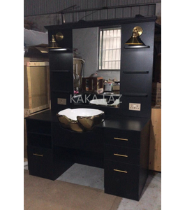 Bằng Gỗ Cổ Điển Người Đàn Ông Của Phong Cách Châu Âu Cắt Tóc Cửa Hàng Gương Bảng Cắt Tóc Ghế Với Ánh Sáng - Product Image 4