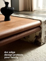 Table basse rectangulaire en bois massif de style antique rétro italien, luxe léger, pour salon, maison, mobilier moderne minimaliste