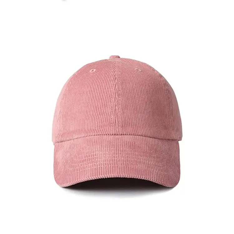 new OEM Factory Price Pink Corduroy 5 Panel Baseball Cap With Logo Embroidered 3D Raised Logo Winter Hat Warm Style One Size Hat