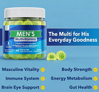 Gommes multivitaminées liquides sans sucre pour hommes, 24 vitamines, minéraux et probiotiques, favorisant l'énergie masculine et l'immunité intestinale
