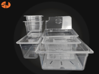 Contenants de stockage alimentaire en polycarbonate transparent de qualité alimentaire pour restaurants commerciaux, taille 1/6, Gastronorm GN