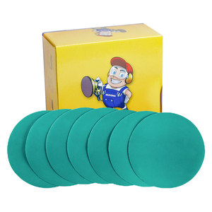 مبيع بالجملة طلاء خشب السيارات ورق صنفرة أصفر بحلقة خضراء خطاف ورق رمل حصى 40 بوصة قرص صنفرة 6 بوصة - Product Image 1