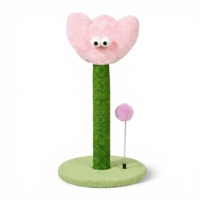 Poteau à gratter pour chat en velours en forme de fleur mignonne avec corde en sisal naturel, mini pilier à gratter en peluche pour appartement