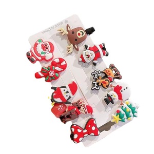 Juego de 10 pinzas para el cabello, adorno para el cabello de Feliz <span class=keywords><strong>Navidad</strong></span>, juego de pinzas para el cabello de muñeco de nieve de goma suave de dibujos animados para <span class=keywords><strong>niños</strong></span> - Product Image 5