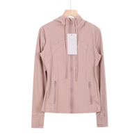 Veste de yoga à capuche pour femme, veste d'entraînement ajustée à fermeture éclair intégrale, veste de sport à séchage rapide avec trous pour les pouces pour le Pilates, la course à pied et l'entraînement