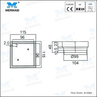 Laiton chromé australie carré salle de bain douche dissimulé carrelage piège égouttoir drain de sol avec grille couvercle de puisard