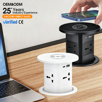 Enchufe de Escritorio Oculto KSQ, Enchufe Universal con Carga Inalámbrica, Enchufe Hidráulico con USB Tipo C, Carga Rápida de 20W
