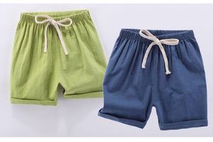 Shorts pour enfants en coton et <span class=keywords><strong>lin</strong></span> fins, taille mi-haute élastique, pour bébés garçons et filles, couleur unie, tendance - Product Image 5