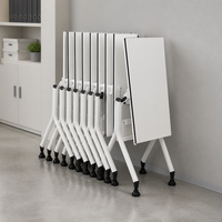 Table de formation pliante commerciale, bureau d'étudiant pliable pour l'école, table de réunion pliable avec étagère de rangement sous le bureau