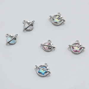 Accessoires de bijouterie en alliage de zinc, lune et étoiles, pour la fabrication de boucles d'oreilles, breloques étoiles et lune colorées avec strass, 8 mm, GJ201 - Product Image 2