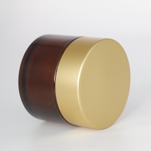 120ml 4oz Containers Amber Dark Brown Glass Cream Jars with Matte Gold Plastic Lid for Face Cream Body <b>Scrub</b> Bath Salt - Product Image 2