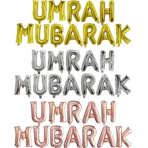 Ballons en feuille d'aluminium avec inscription Umrah Mubarak en or avec 25 ballons - Product Image 2