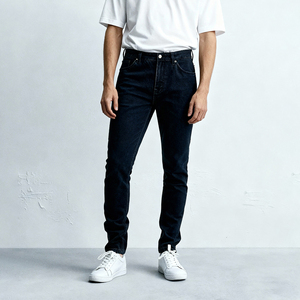 <span class=keywords><strong>Jeans</strong></span> Slim Fit da Uomo di Lusso Lavaggio Scuro, Pantaloni in Denim ad Alta Elasticità e Comfort, Casual Business, Classici <span class=keywords><strong>Jeans</strong></span> Indaco - Product Image 1