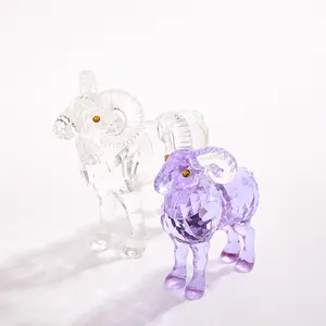 Glanzend Hoge Kwaliteit K9 Crystal Geit Dier Twaalf Chinese Dierenriemtekens Kristallen Ornament Tafeldecoratie