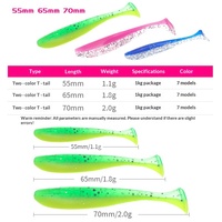 Lot de 1 kg de leurres souples artificiels en PVC à surface lisse en forme de T pour la pêche au bar, à la perche et au poisson mandarin