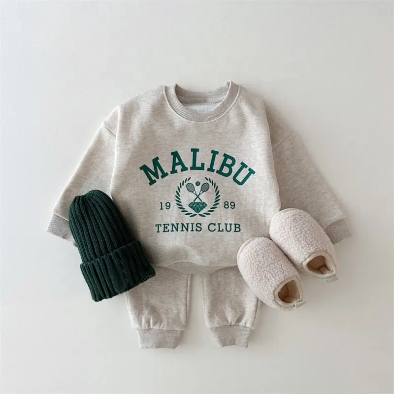 OEM Baumwolle Babykleidung Long Jersey-Set Sweatshirt und Hosenset 2-Pick-Baby-Trainingsanzüge passende Kinder-Sweatsuit Sweatshirt