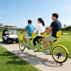 Vélo électrique familial tandem <span class=keywords><strong>trois</strong></span> places durable pour loisirs en extérieur, balades en parc, location en ville - Product Image 3