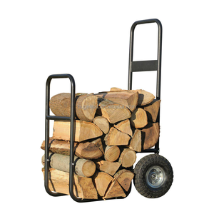 Chariot <span class=keywords><strong>de</strong></span> rangement pour <span class=keywords><strong>bois</strong></span> <span class=keywords><strong>de</strong></span> <span class=keywords><strong>chauffage</strong></span> moderne en acier noir robuste avec revêtement en poudre pour l'extérieur et l'intérieur avec 2 roues - Product Image 1