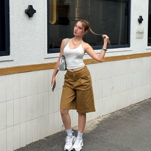 Custom Printed Logo <b>Khaki</b> <b>Shorts</b> For <b>Women</b> Casual Work Wear Premium Quality Vietnam Apparel Factory Bulk Wholesale - Product Image 1