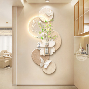 Lámpara LED de Pared con Sensor de Movimiento, Estilo Crema de Madera Natural, Textura Floral Tridimensional, para Entrada/Recibidor, Sala de Estar, Arte Mural - Product Image 5