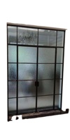 Porte double en fer forgé moderne, style français, avec double vitrage en acier – Décoration, cadre fin 35 mm, noir thermolaqué pour villa