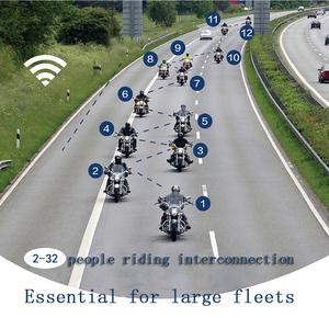 Casque de moto avec interphone, communication de groupe intelligente pour 32 personnes, adapté aux équipes de motards - Product Image 2
