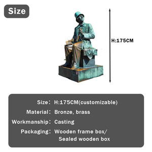 Retrato de Bronce del Celebrante Occidental Hans Christian Andersen, Arte de Alta Calidad para Exteriores <span class=keywords><strong>en</strong></span> Plazas Urbanas - Product Image 3