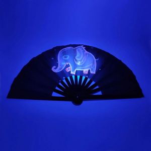 Luxury <b>Large</b> Custom Printed Big Fluorescence UV Bamboo Hand <b>Fan</b> - Product Image 2