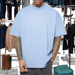 เสื้อยืดคอกลมชายโอเวอร์ไซส์ผ้าคอตตอน100% เข้ารูปป้องกันริ้วรอยป้องกันการหดตัวระบายอากาศได้ยาวเปิดไหล่ยาวแบบถัก - Product Image 3