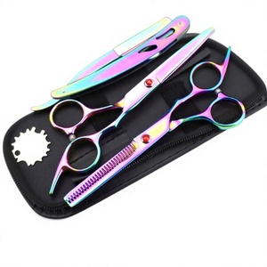 Kit de Tijeras de Peluquería Profesionales de Acero Inoxidable con Acabado Arcoíris para Uso en Salón, para Diestros, con Cuchilla Afilada - Product Image 1