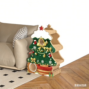 环保耐用毛绒圣诞树猫抓板攀爬树小猫游戏塔抓板塔 - Product Image 2