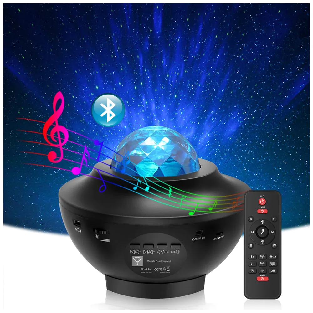 YIXING Dropshipping Holiday Party Gift Remote Control BT Music Speaker Laser Sky Smart Star Starry Projector Galaxy Night Light