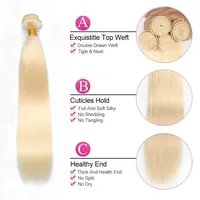 Extensions de cheveux brésiliens Remy 613 blonds raides de 30 pouces, 100 % naturels non traités, tissage double trame, couleur plus foncée uniquement