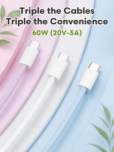 Cable USB-C Zowie ACU-331 de 1 m, Cobre Puro, Carga Rápida de 60 W, Revestimiento Trenzado, Transferencia de Datos para iOS 15/16 Pro Max, para S24/S23/S22 - Product Image 4