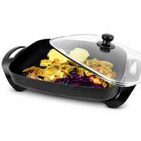 Poêle à steak électrique carrée en aluminium de 1500 watts pour la maison, avec thermostat, antiadhésive, 40 cm, certifiée CE