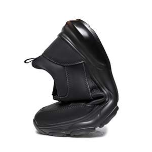 Zapatos Deportivos de Cuero Negro para Hombre con Forro de Felpa, Zapatillas Cálidas de Invierno Casuales con Cordones Delanteros, Color Sólido, Origen Wenzhou - Product Image 2