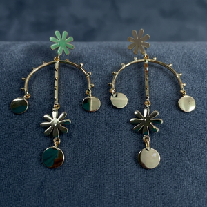 Green Flower <b>Dangle</b> <b>Earrings</b> Layered Drop <b>Earrings</b> for Women Party Wedding Jewelry - Product Image 2