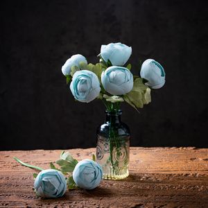 CallaFloral Artificial Lotus Flower Blue Single <b>Branch</b> Wedding <b>Decoration</b> Pan Weaving Cloth Craft - Product Image 1