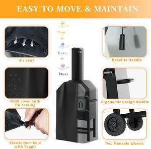 Horno de Pizza <span class=keywords><strong>para</strong></span> Exterior, <span class=keywords><strong>a</strong></span> Leñ<span class=keywords><strong>a</strong></span>, con Cubierta Impermeable, <span class=keywords><strong>Piedra</strong></span> <span class=keywords><strong>para</strong></span> Pizza, Pala <span class=keywords><strong>para</strong></span> Pizza, Acero de 2 Capas con 2 Ruedas - Product Image 4