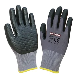 Micro Foam Nitrile Coated Grip Gloves With Dots Palm Nitrile Foam Manual Handling Safety Gloves Concrete Repair Working Gloves