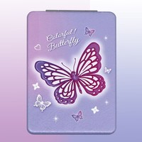 Cermin Mini Dua Sisi Botu untuk Perawatan Wajah Wanita, Cermin Rias Portabel untuk Rumah, Alat dengan Motif Kupu-kupu, Hadiah