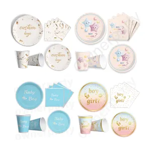 Baby Shower Party Favors Supplies Wholesale Factory Price Event Decorations Disposable Party Tableware Set With Free Sample