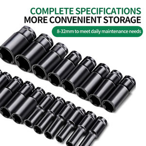 10PCS Set Kunci Hexagon Baja Karbon Tinggi Kelas Industri Lapisan Oksida Hitam Model Panjang OEM Peralatan Perbaikan Mobil 1/2 8-24mm - Product Image 4