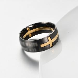 Men's Titanium Steel Cross <b>Ring</b> Gold Steel Color Matte Brushed Finish Detachable Two In One Jewelry Gift - Product Image 3