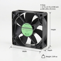 Ventilateur axial de refroidissement 80x25mm DC 12V/24V ODM/OEM, directement de l'usine, pour stockage d'énergie / onduleur photovoltaïque / PCS - Garantie 1 an