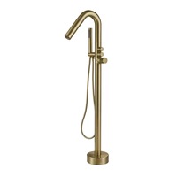Mitigeur de baignoire et de douche noir moderne sur pied avec bouton de commande pour hôtel et maison