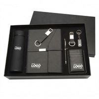 Ensemble cadeau personnalisé de 7 pièces en cuir PU avec gobelet isotherme, carnet et clé USB - pour événements d'entreprise et cadeaux promotionnels