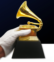 Réplica de Premio Grammy de Lujo de 22 cm, Trofeo de Metal Personalizado con Base de Madera, Trofeo Grammy Premium con Caja de Presentación